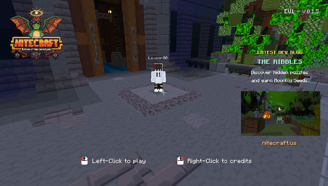 Menú de entrada de NiteCraft en prealpha